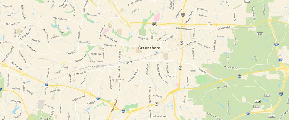 Greensboro Dumpster Rental Service Area Map